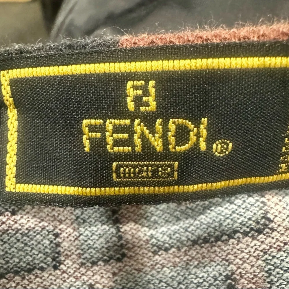 Vintage Fendi Women's Black & Brown Zucca Checkered Tee Small - Picture 9 of 10